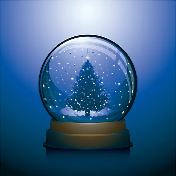 Snowglobe vánoční modrá vektor — Stockový vektor