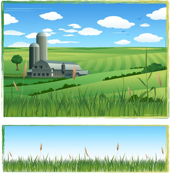 Ferme fond de grange — Image vectorielle