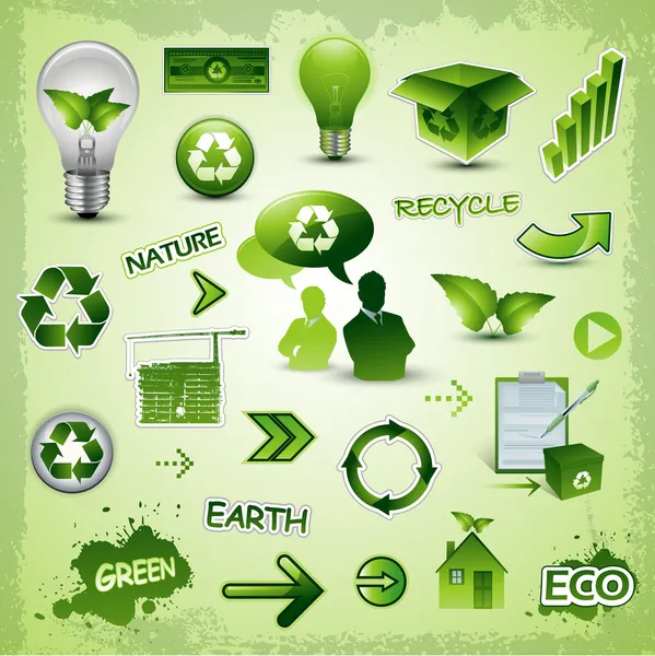 Medio ambiente reciclar elementos — Vector de stock