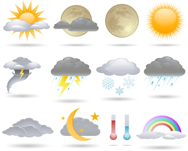 Coleção de ícones meteorológicos vetoriais — Vetor de Stock