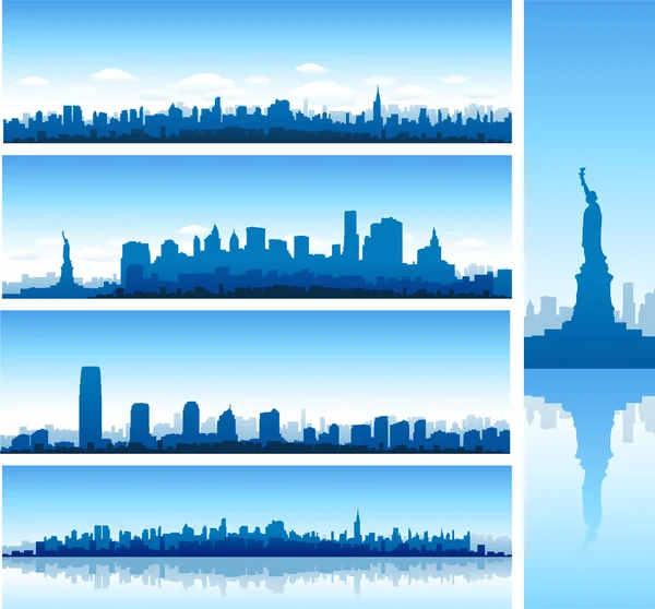 New york city silhouetten — Stockvector