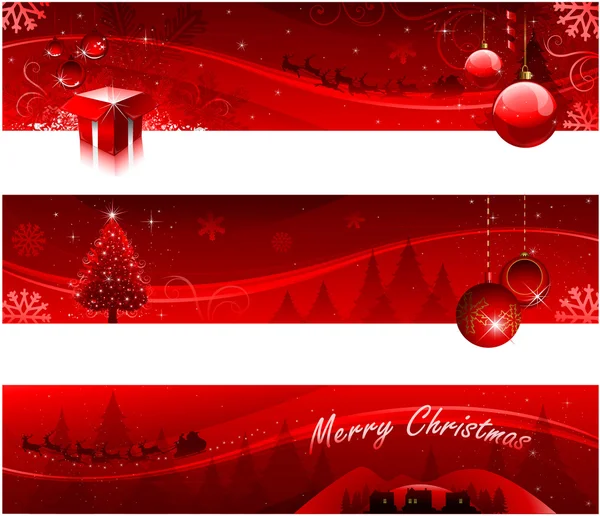 Red Christmas banners — Stock Vector