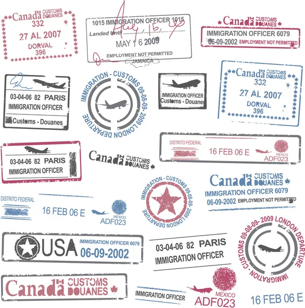 护照上的印章 — 图库矢量图片