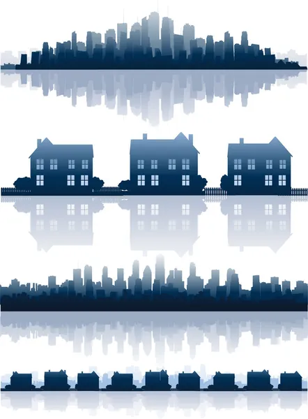 Cityscapes and houses — Stock Vector