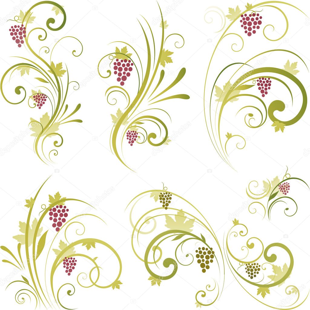 Wine grape scroll ornament