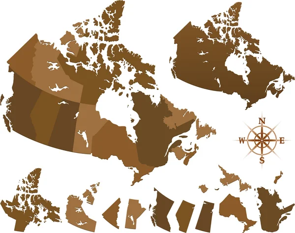 Mapa mundial de Canadá — Archivo Imágenes Vectoriales