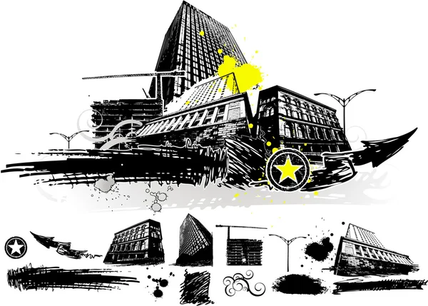 Bâtiment municipal de Grunge — Image vectorielle