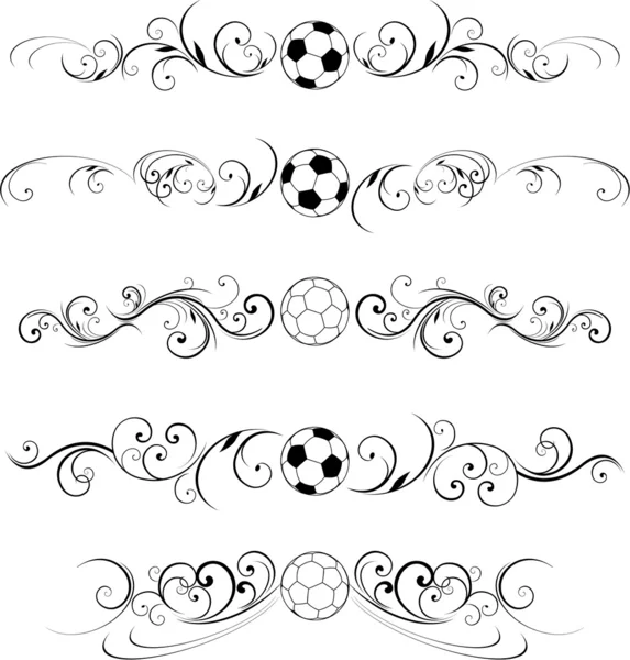 Swirling soccer flourishes decorative — Stock Vector