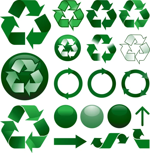 Sammlung von Recycling-Symbolen — Stockvektor