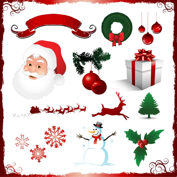 Christmas items collection — Stock Vector