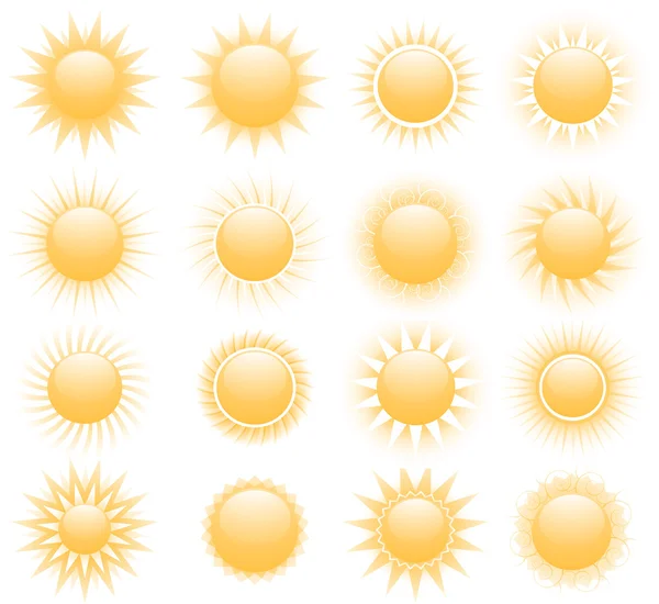 Iconos de sol — Vector de stock