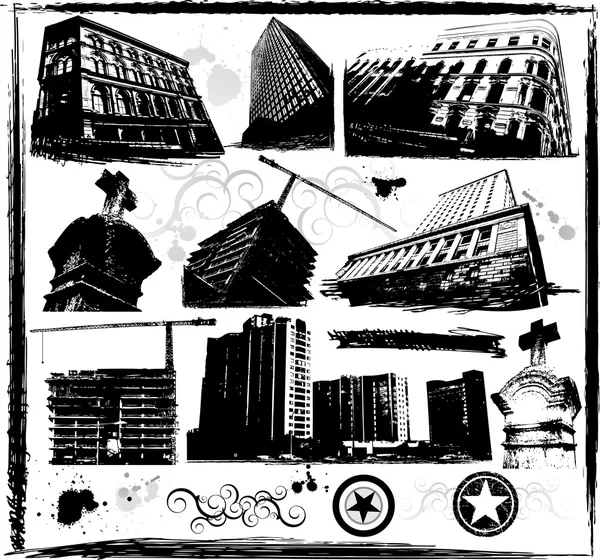 Grunge City Building — Stockvektor