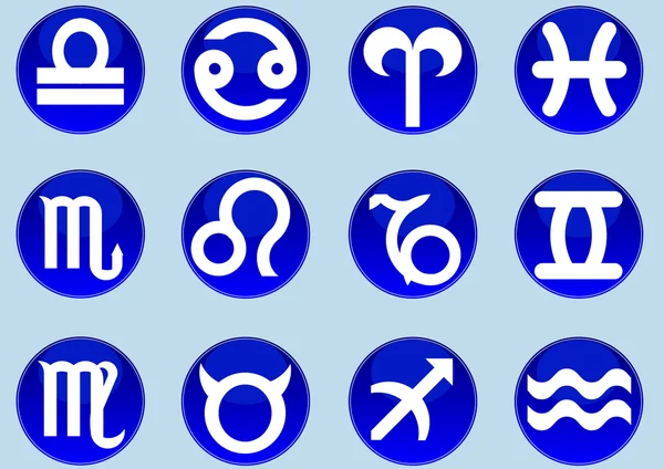 Signos del zodíaco círculos azul — Archivo Imágenes Vectoriales