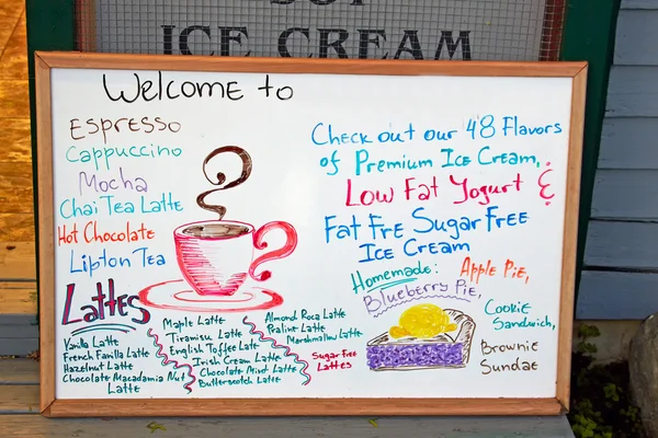 Ice cream parlor menu. — Stock Photo, Image