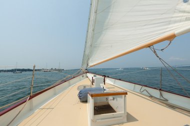 Views of the private sail yacht. clipart