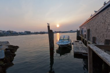 Sunset over Naragansett Bay, Rhode Island. clipart