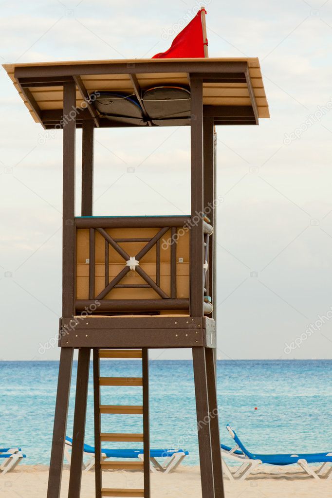 Beach lifeguard tower on the caribbean beach.