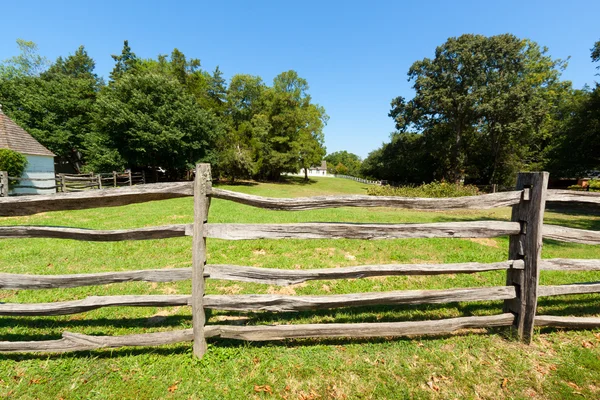 Ancient wooden fence on the farm. — Stock Photo, Image