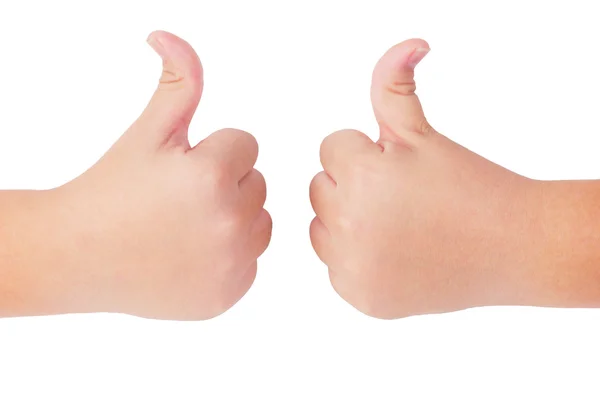 Kids hands showing thumbs up gesture — Stock Photo, Image