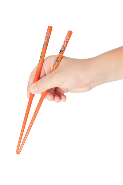Çocuğun el Japon chopsticks tutarak — Stok fotoğraf