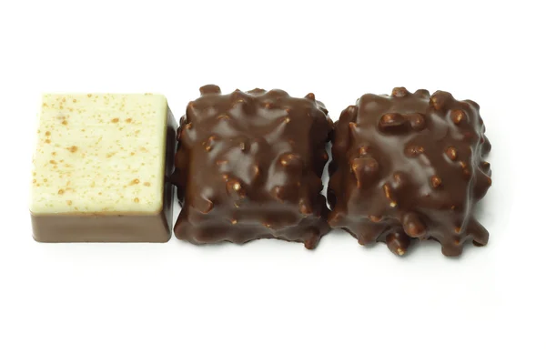 Rij van chocolade blokjes — Stockfoto