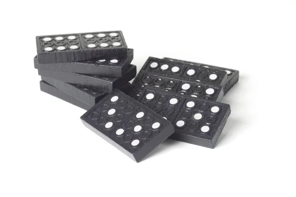 Blocos de dominó de madeira preta — Fotografia de Stock
