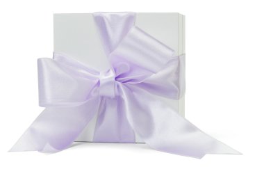 Gift box with large purple ribbon clipart