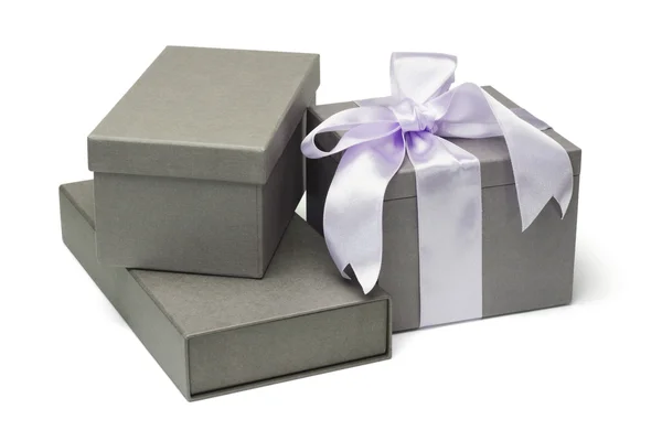 Cajas de regalo gris — Stockfoto