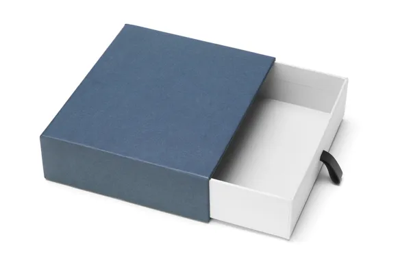 Caixa de presente azul aberta — Fotografia de Stock