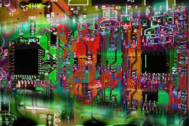 Multicolor abstract electronic circuit board clipart