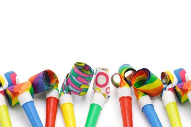 Colorful party blowers border clipart