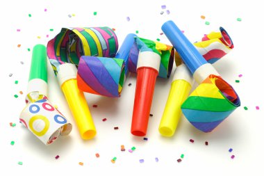 Multicolor party blowers clipart