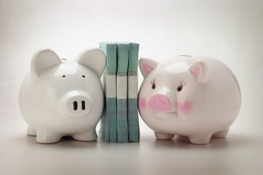Piggybanks and paper money clipart