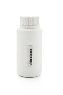 Plasitc barcode sticker on medicine bottle clipart