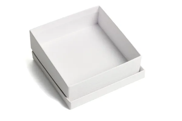 Caixa de presente branca aberta — Fotografia de Stock