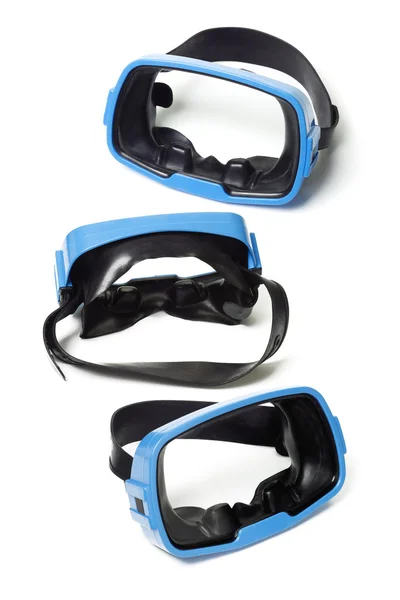 Three blue swimming goggles — Stock Photo, Image