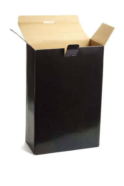 Siyah kağıt kutusunu açmak — Stok fotoğraf
