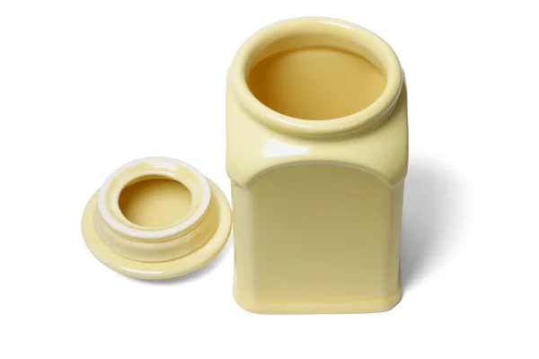 Open gele keramische container — Stockfoto