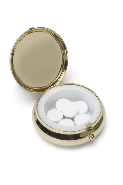 Kerek fém tabletta tartályba Medicine — Stock Fotó