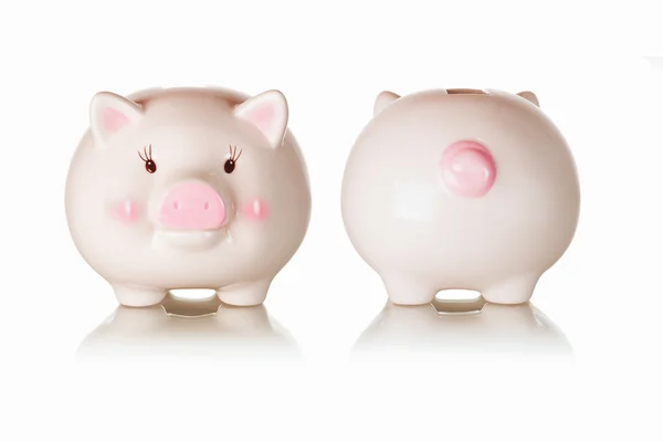 Frontal and rear views of piggybank — Stock Photo, Image