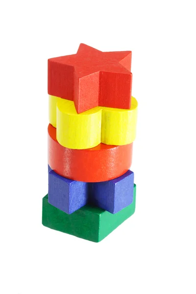Kleurrijke houten blokken stapel — Stockfoto