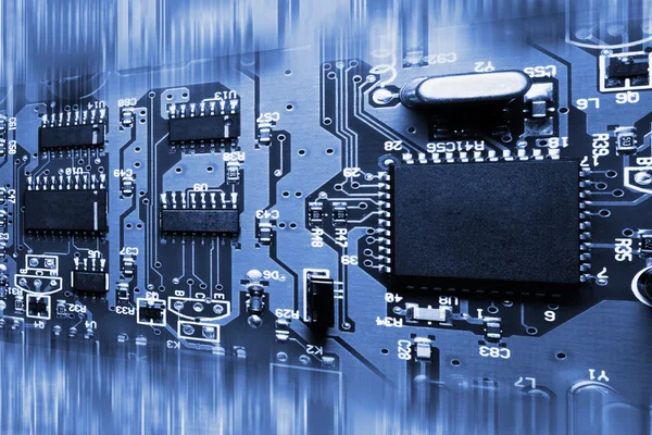 Placa de circuito eletrônico azul abstrato — Fotografia de Stock
