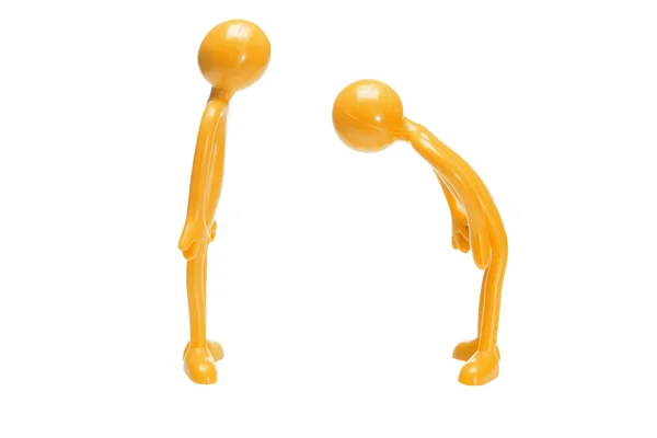 Speelgoed rubber beeldje buigen naar het andere — Stockfoto