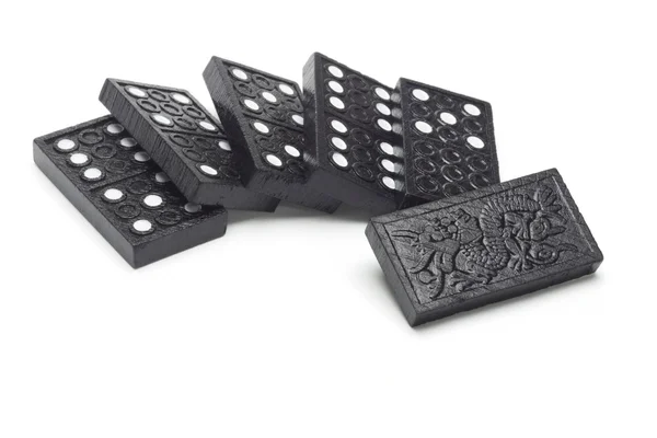 Blocos de dominó de madeira preta — Fotografia de Stock