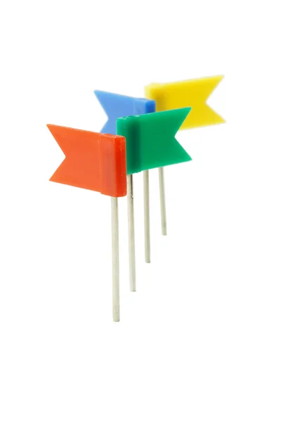 Barevné plastové vlajky kolíky — Stock fotografie