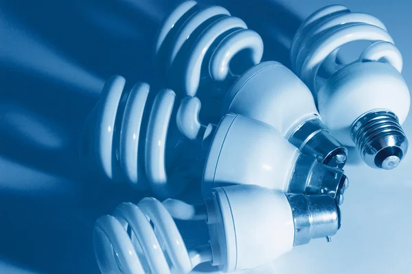 Energy saving fluorescent electric light bulbs — Stock Photo, Image