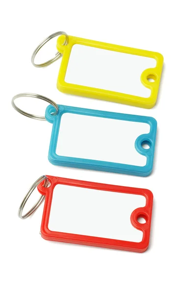 Etichette chiave in plastica multicolore — Foto Stock