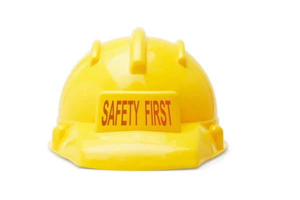 Bezpieczeństwa pierwszy kask żółty — Zdjęcie stockowe
