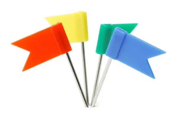 Alfileres de bandera de plástico multicolor — Foto de Stock