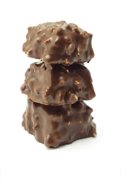 Chocolade blokjes met noten — Stockfoto